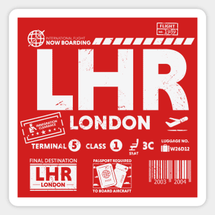 Vintage London LHR Airport Code Travel Day Retro Travel Tag Magnet